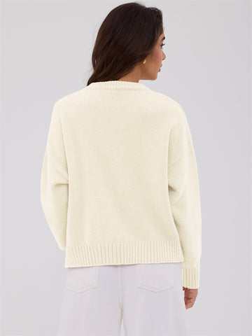 ZAFUL Sweater for Women Long Sleeve Crewneck Fall Loose Fit Pullover