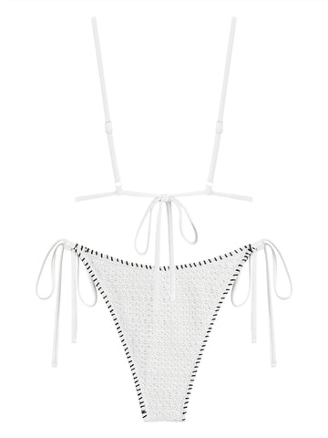 ZAFUL Women's Sexy Triangle Bikini Set 2025 Crochet Tie Side String Cheeky Swimsuit 2 Piece Bathing Suits