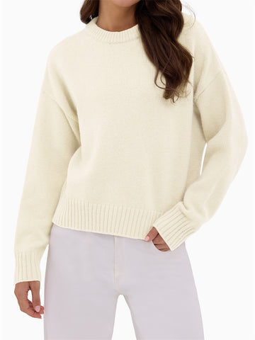 ZAFUL Sweater for Women Long Sleeve Crewneck Fall Loose Fit Pullover