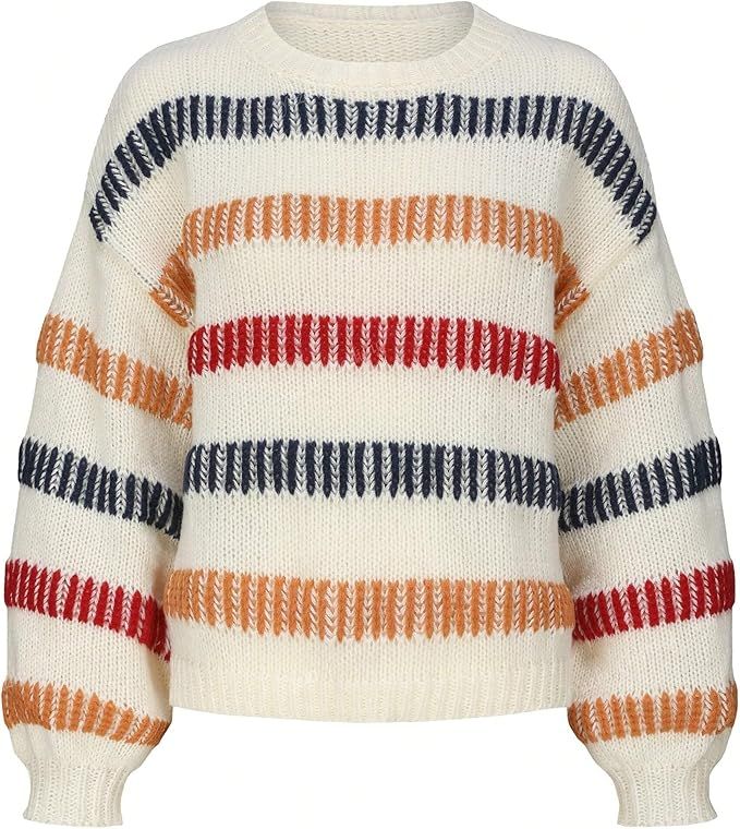 Striped Crewneck Knit Sweater