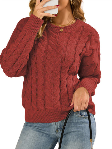 ZAFUL Sweater Long Sleeve Crewneck Oversized Sweater Fuzzy Knitted Pullover Tops
