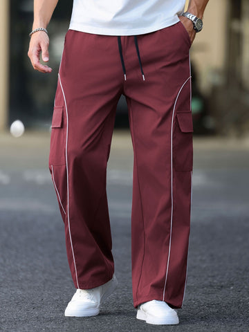 Drawstring Elastic Waist Parachute Cargo Sweatpants