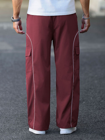 Drawstring Elastic Waist Parachute Cargo Sweatpants