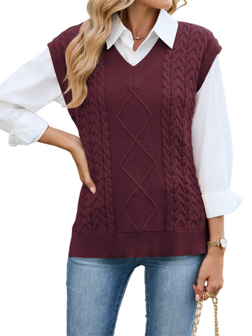 ZAFUL Womens V Neck Sweater Vest Sleeveless Tank Top Pullover