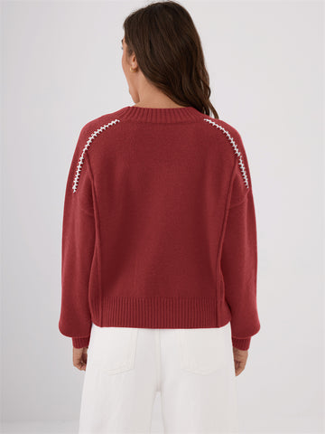 ZAFUL Women's Knit Sweaters Casual Long Sleeve Crewneck Loose Fit Pullover Sweater Winter Jumper Tops