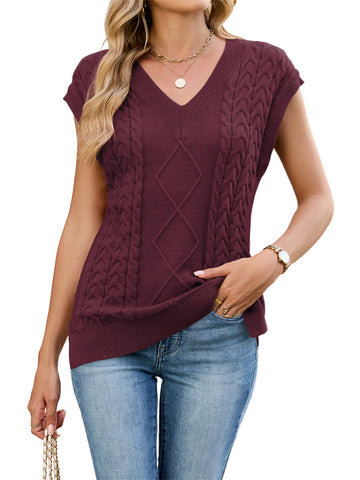 ZAFUL Womens V Neck Sweater Vest Sleeveless Tank Top Pullover