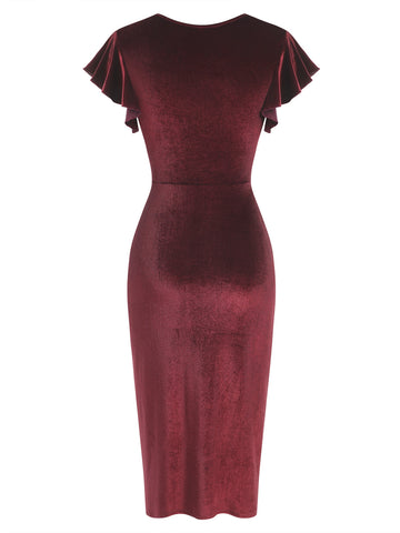 ZAFUL Women's Ruffle Sleeve Bodycon Party Dress