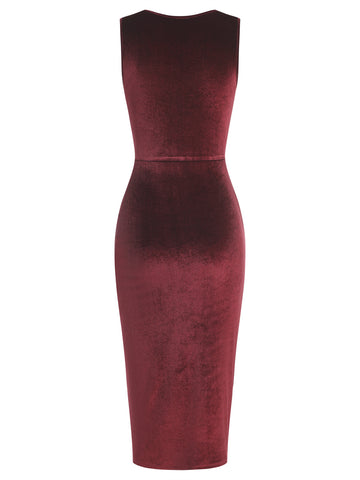 ZAFUL Women's Sleeveless Bodycon Velvet Dress Party Dress