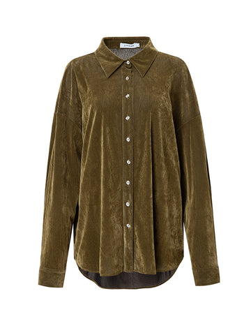 Velvet Stand-Collar Shirt