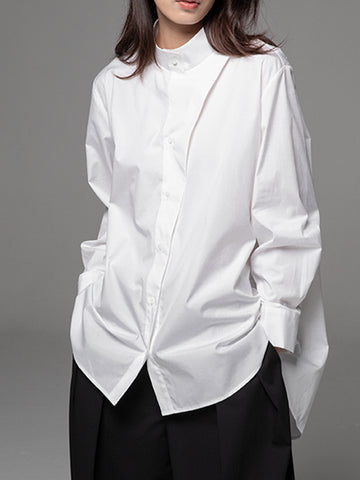 Stand-Collar Layered Shirt