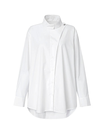 Stand-Collar Layered Shirt