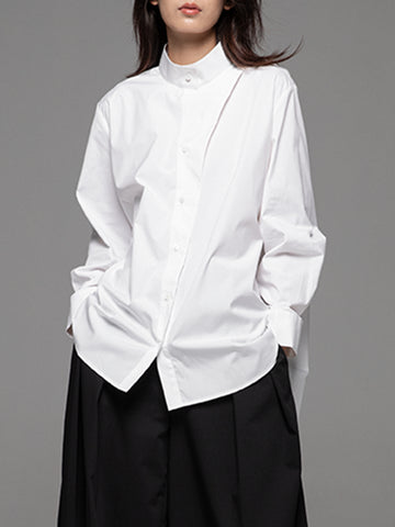 Stand-Collar Layered Shirt