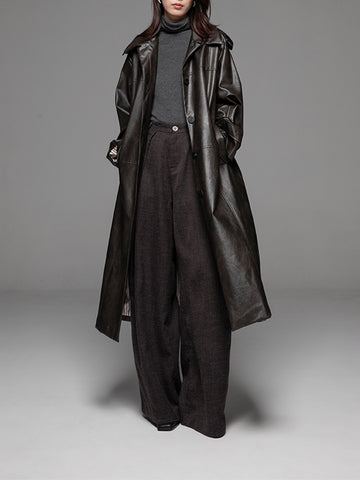 Long PU Trench Coat