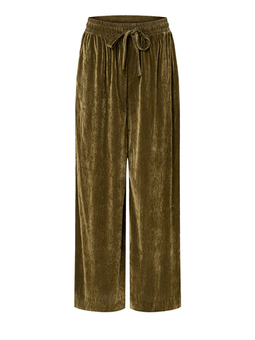 Velvet Tie-Waist Wide-Leg Pants