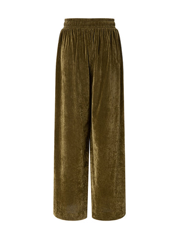 Velvet Tie-Waist Wide-Leg Pants