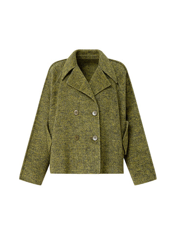 Short Double-sided Woolen Coat With Dropped Shoulder Sleeves