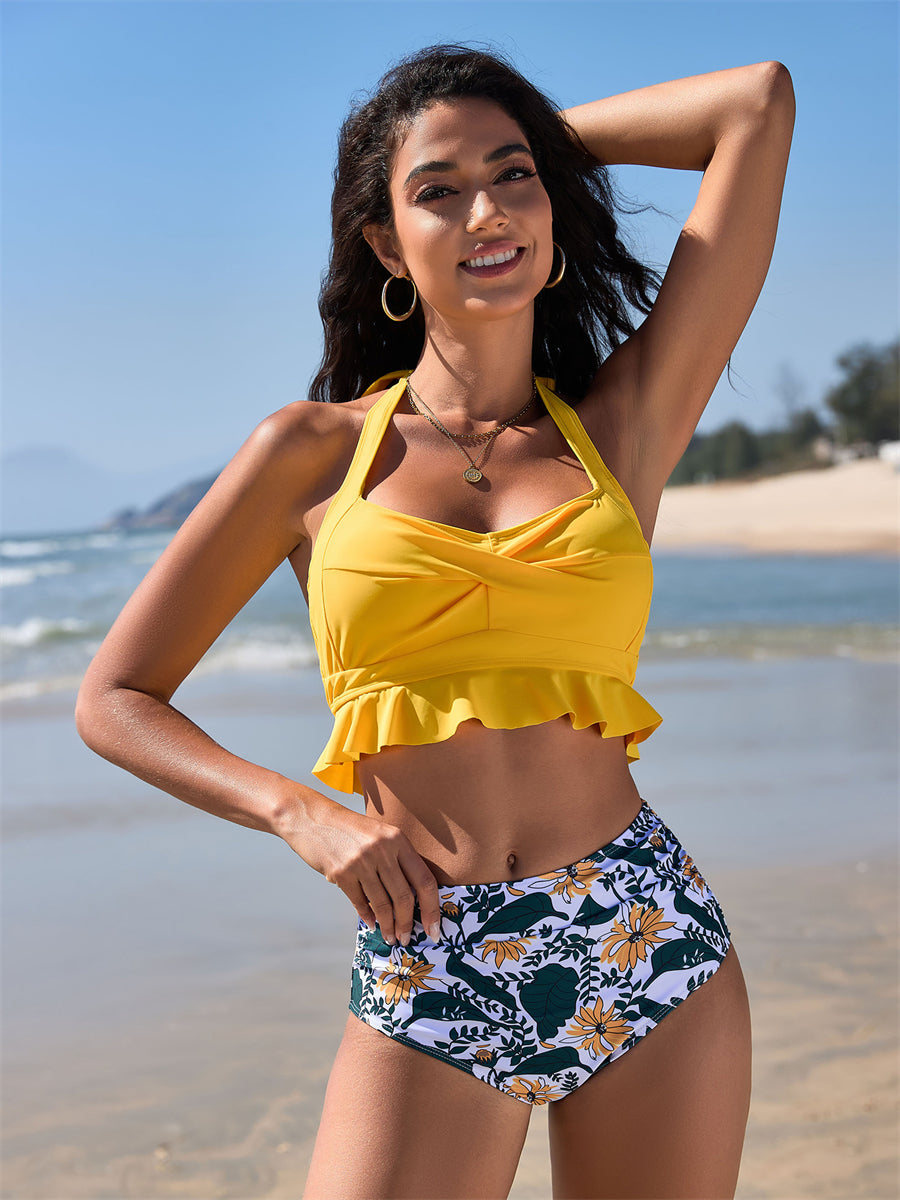 ZAFUL Women's Two Piece High Waisted Bikini Set Ruffle Bathing Suits 2025-AMZ