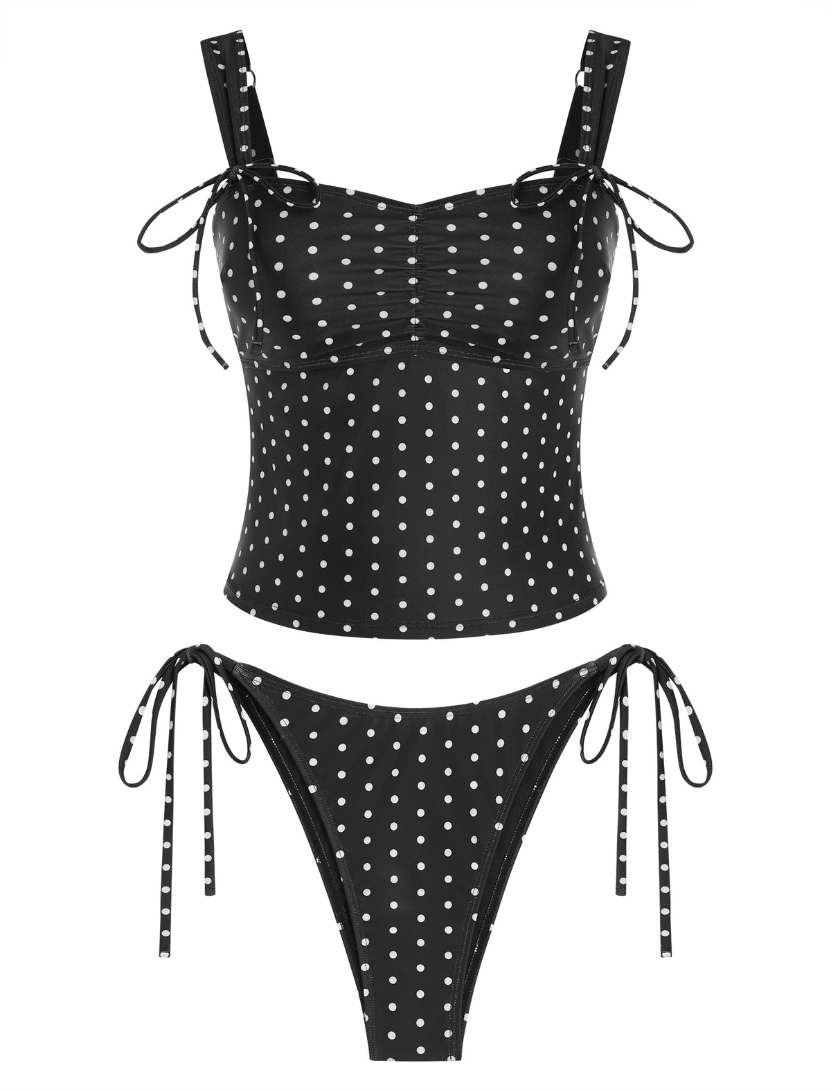 ZAFUL Women's Gingham Ruched Bowknot Decor Cinched Back Tankini Set-AMZ