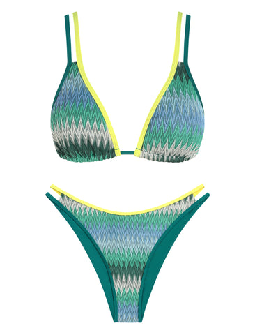 ZAFUL Women Colorblock Stripes Halter Tied Triangle-AMZ