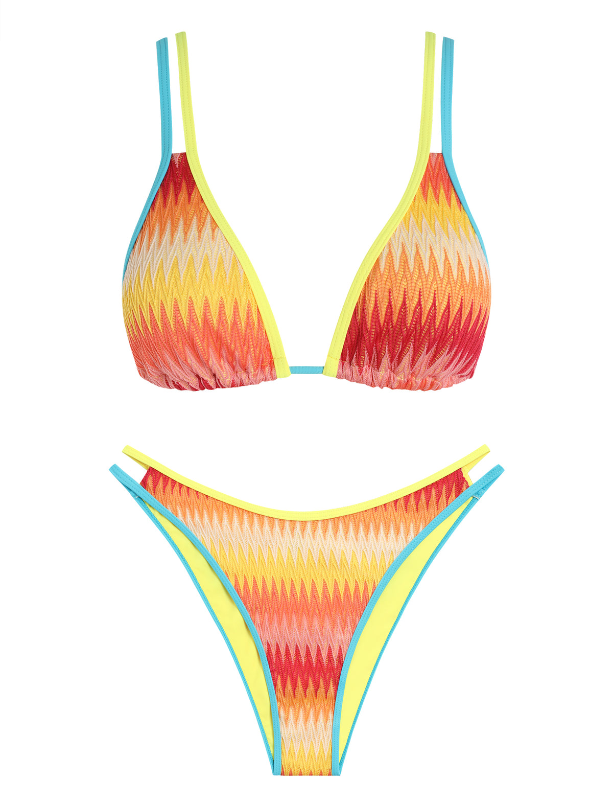 ZAFUL Women Colorblock Stripes Halter Tied Triangle-AMZ