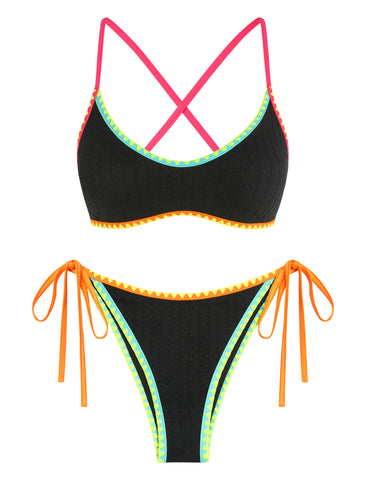 Zaful Contrast Piping Cheeky Bikini Set-AMZ