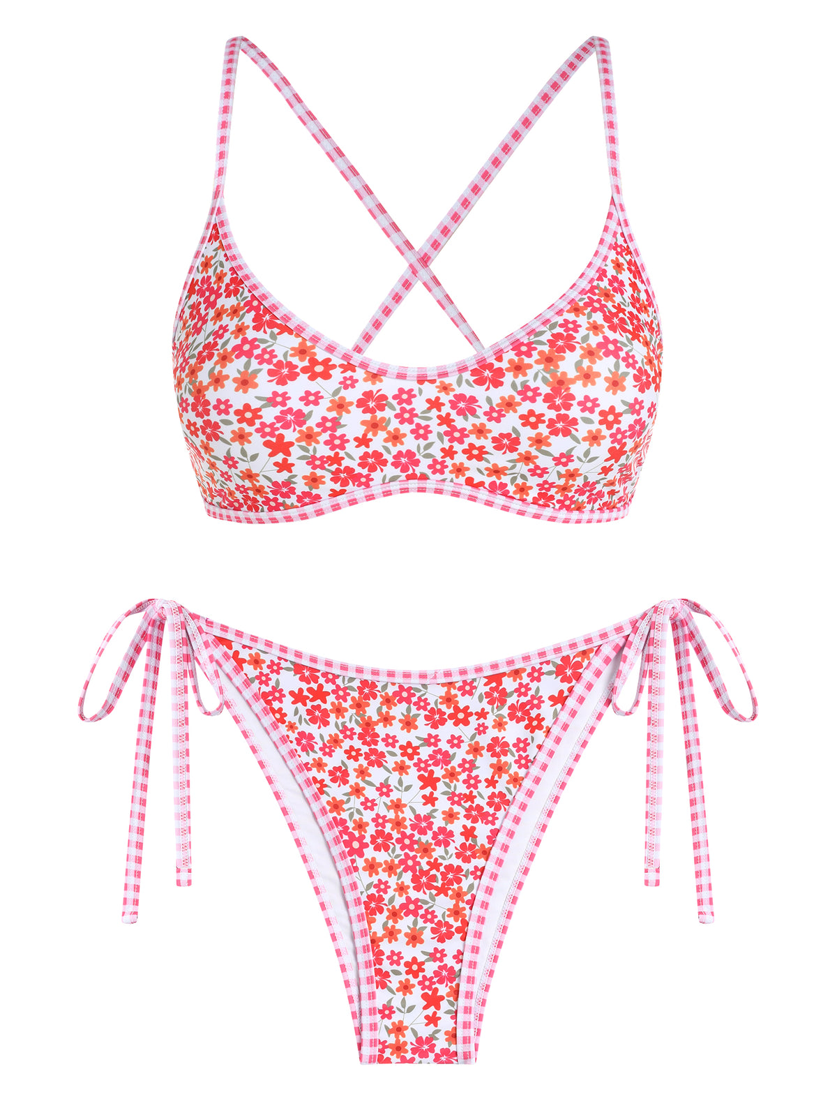 Zaful Contrast Piping Cheeky Bikini Set-AMZ