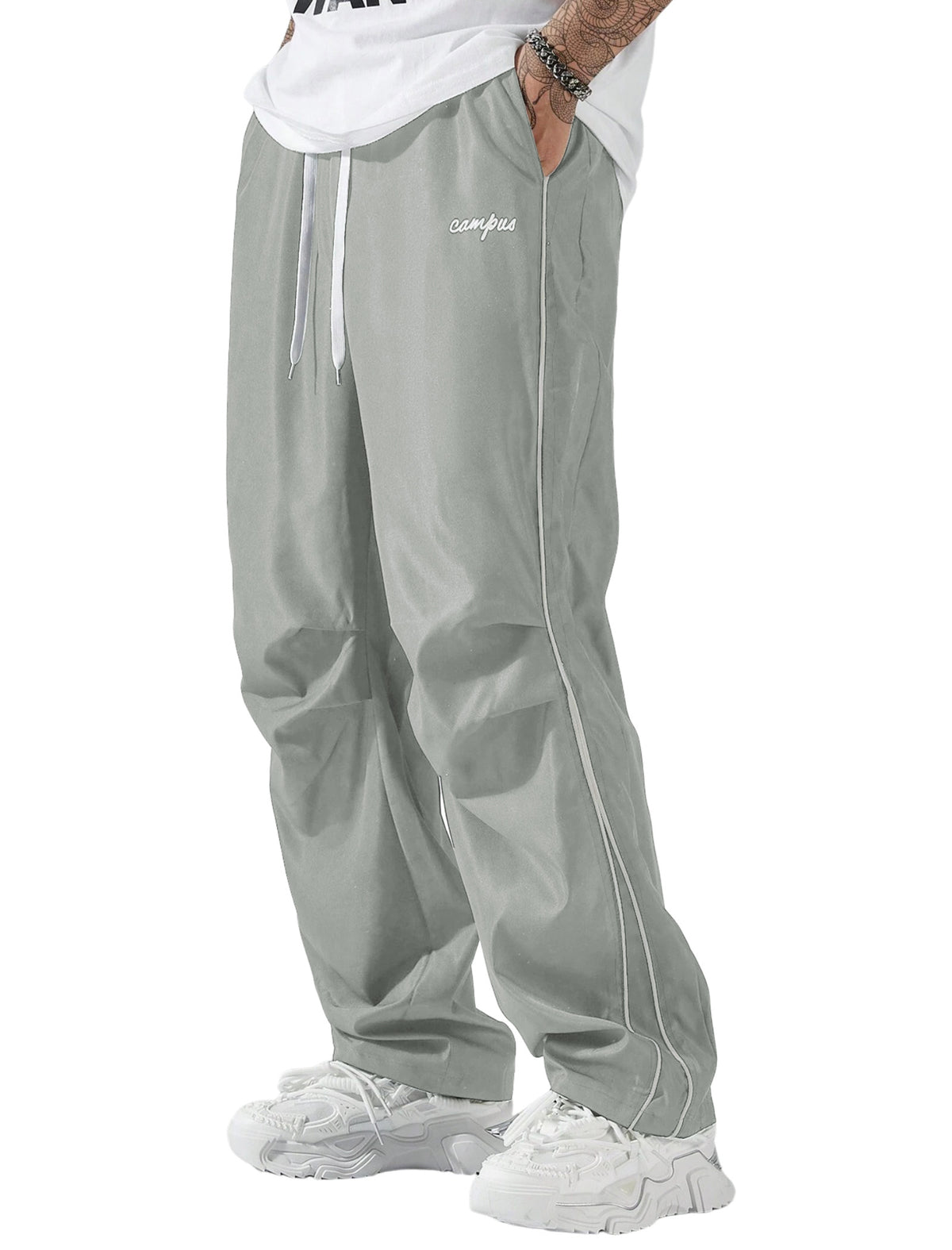 ZAFUL Men's Parachute Sweatpants Y2k Baggy Track Pants Drawstring Wide Leg Casual Trousers Streetwear-AMZ