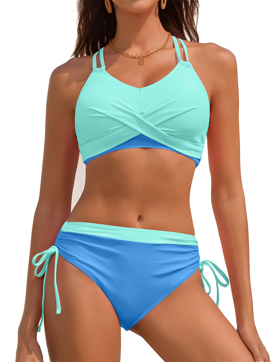 ZAFUL Women's High Waisted Bikini Sets Two Piece Swimsuit Twist Front Bathing Suit