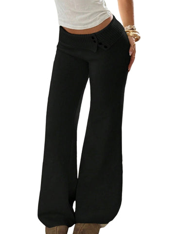 Fold-Over Waist Wide Leg Pants