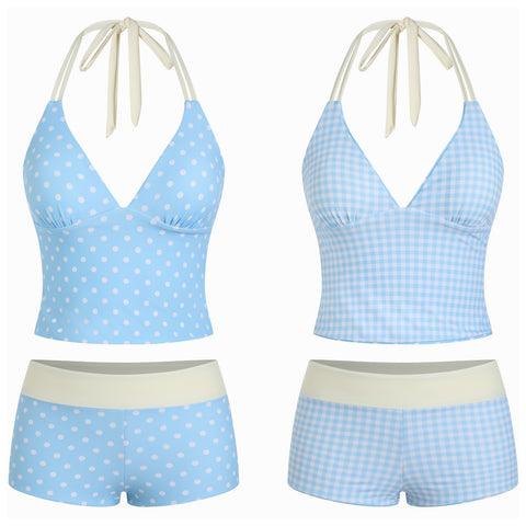 Double Sided Wear Halter Tankini Set
