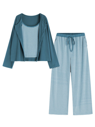 Women's 3-Piece Striped Pajama Set