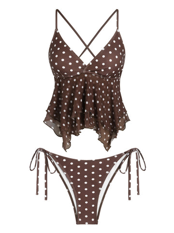Ruffle Hem Tankini Swimsuit Set