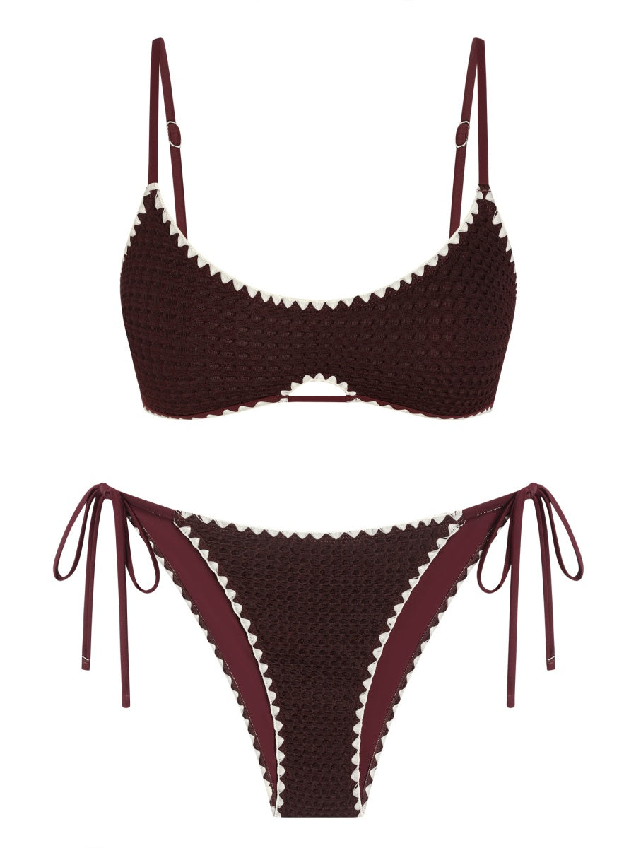 Scallop Trim Bikini Swimsuit Set