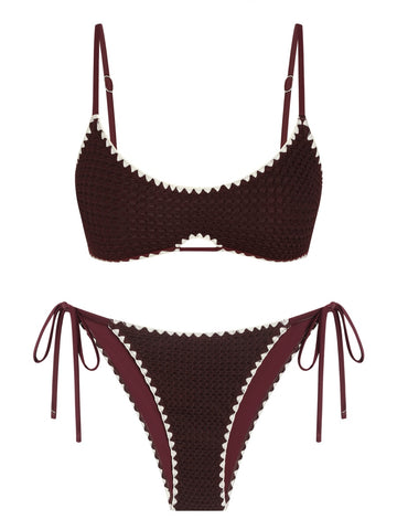 Scallop Trim Bikini Swimsuit Set