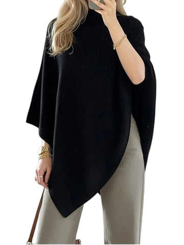Asymmetrical Hem Shawl Wrap Cape Dolman Sleeve Top