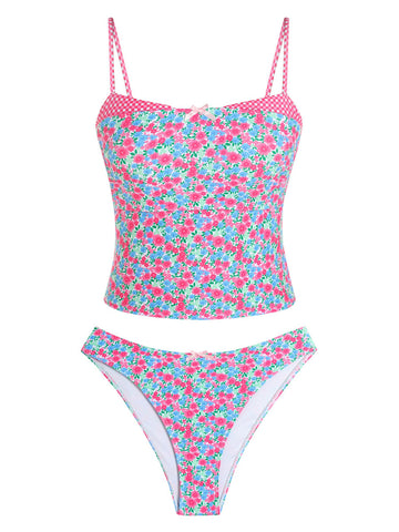 ZAFUL Bowknot Decor Square Neck Spaghetti Strap 2 Piece Swimsuit