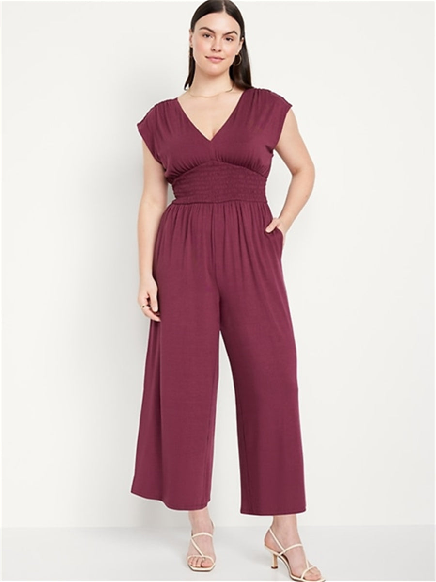 ZAFUL Women Wide Leg Jumpsuits Oversized Sleeveless V-Neck Party Jumpsuits