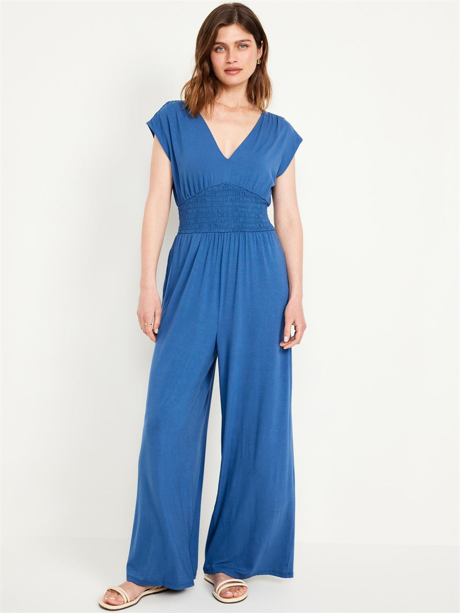 ZAFUL Women Wide Leg Jumpsuits Oversized Sleeveless V-Neck Party Jumpsuits