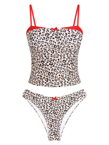 ZAFUL Bowknot Decor Square Neck Spaghetti Strap 2 Piece Swimsuit