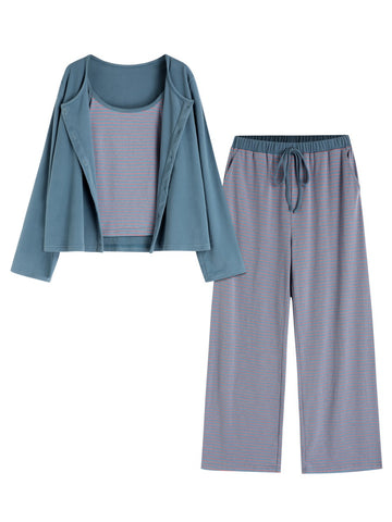 Women's 3-Piece Striped Pajama Set
