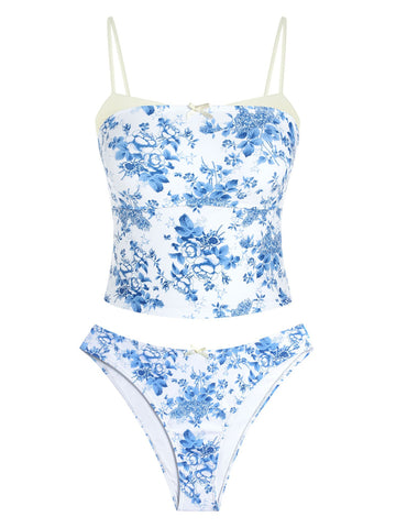 ZAFUL Bowknot Decor Square Neck Spaghetti Strap 2 Piece Swimsuit