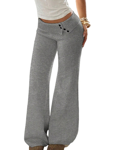Fold-Over Waist Wide Leg Pants