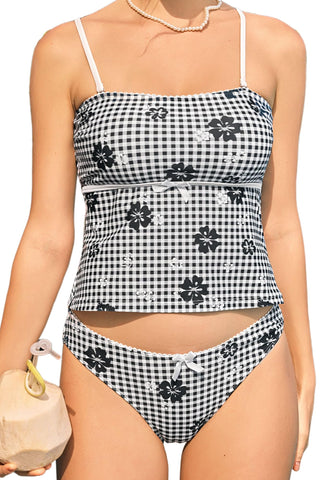ZAFUL Tankini Swimsuits for Women Bow Tie Side Bathing Suits Tummy Control High Cut Two Piece Bikini Sets