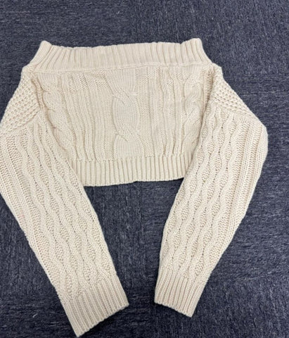 Off-The-Shoulder Cable Knit Sweater