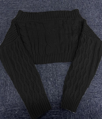 Off-The-Shoulder Cable Knit Sweater