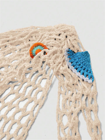 ZAFUL Crochet Sarong Coverups for Women Beach Vacation Starfish See Thru Tie Side Bathing Suit Cover Up Mini Skirt-AMZ