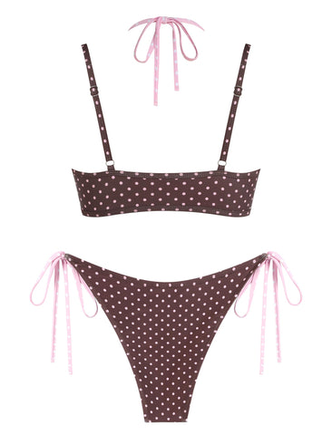 ZAFUL Women's Plaid Bikini Set Colorblock Dual Straps Halter String Tie Side 2 Piece Swimsuit Bathing Suit-AMZ