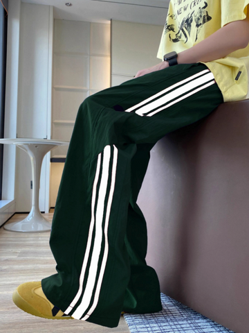 ZAFUL Side Strip Pants for Men Unisex Street Y2K Parachute Sweatpants Drawstring Wide Leg Casual Trousers