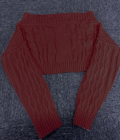 Off-The-Shoulder Cable Knit Sweater