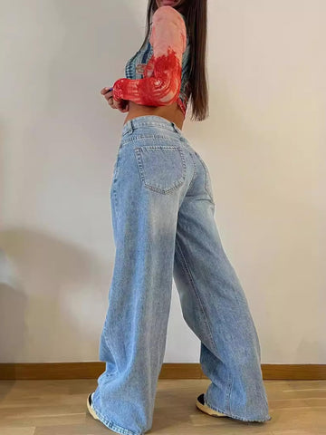 Wide Leg Casual Denim Pants